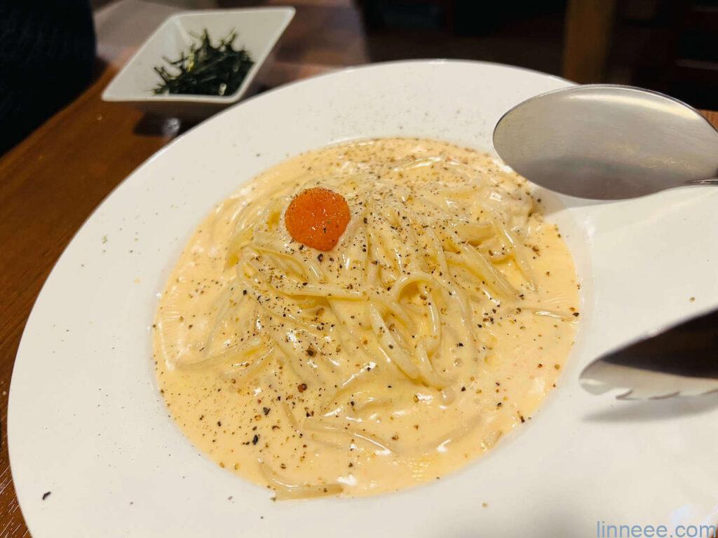 町家バルの明太子クリーム生パスタ
